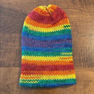 Rainbow Striped Handmade Unisex Winter Hat/Beanie - NWOT